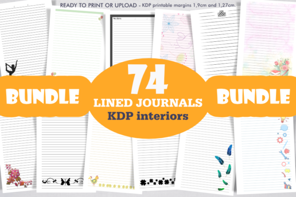 Download Bundle 74 KDP Interiors, Lined Journals. - Kdp interior Collection