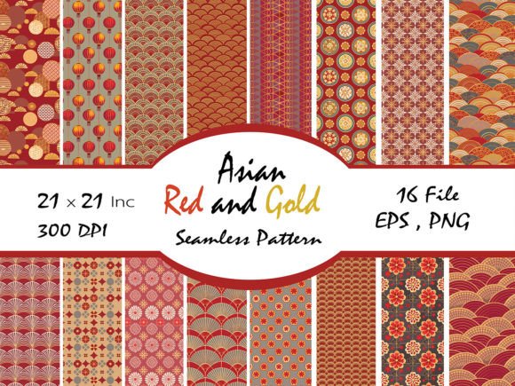 Download Asian Red and Gold Abstract Pattern - Abstract Collection