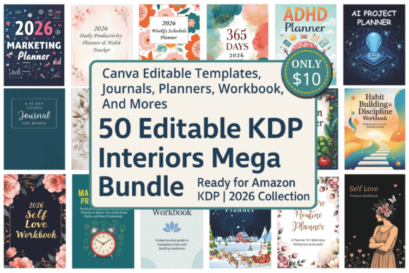 Download 50 Editable KDP Interiors Mega Bundle - Kdp interior Collection