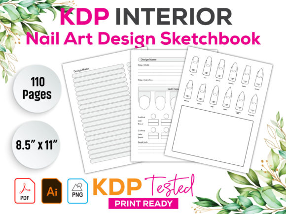 Download Nail Art Design Sketchbook KDP Interior - Kdp interior Collection