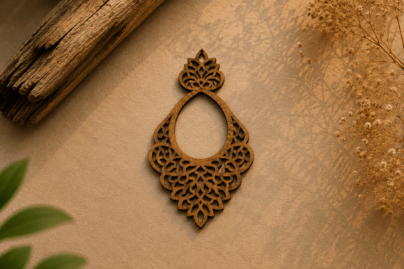 Download Elegant Mandala Teardrop Wooden Earring - Elegant mandala Collection